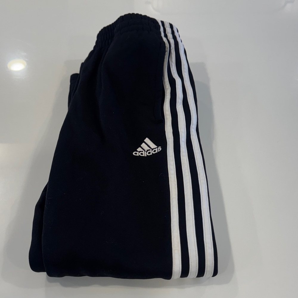 adidas Kids Black Fleece Lined Joggers size M (10-12)